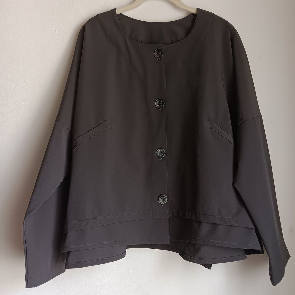 Dress To Kill Lagenlook Asymetrical Grey Jacket Art to Wear Pockets OSFM NWT